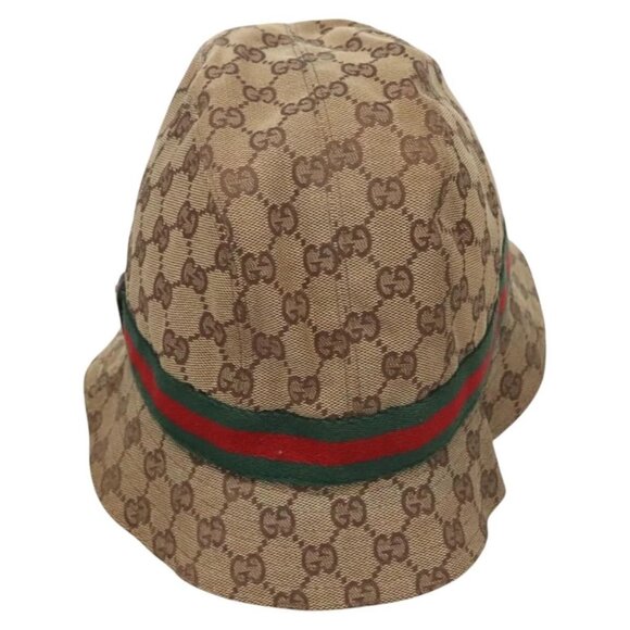 GUCCI GG Canvas Bucket Hat Web Sherry Line L Beige Green Red Auth 104161 - Picture 5 of 11